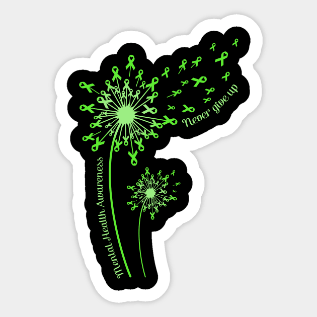 Dandelion Mental Health Awareness Never Give Up Sticker by Elliottda